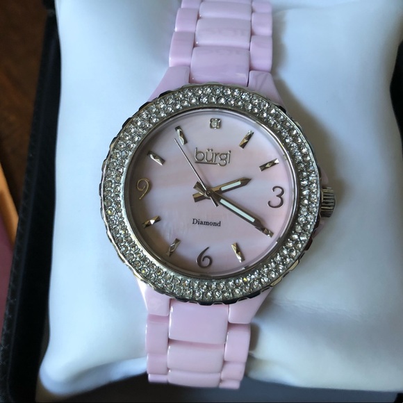 Burgi Diamond Ceramic Mother of Pearl Watch - Picture 4 of 8